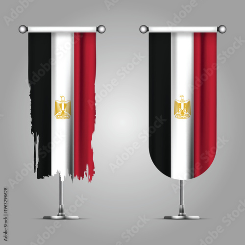 Double Style EGYPT Flag Banners, Official Clean and Grunge Torn Look