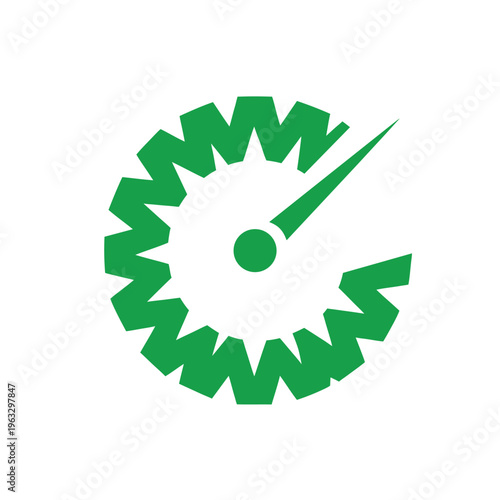 Minimal green eco speedometer energy efficiency performance concept Line Art Vector illustration