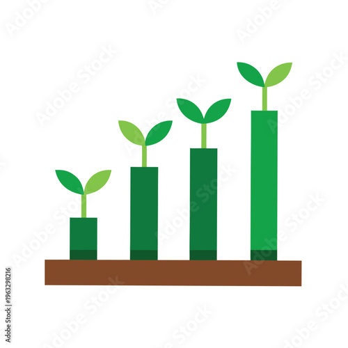 Minimal green growth bars from soil base eco development concept Line Art Vector illustration