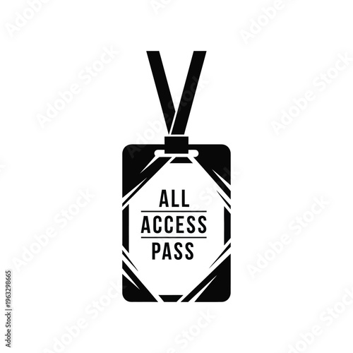 Vector illustration of an all access pass badge with lanyard symbolizing unlimited access and privileges