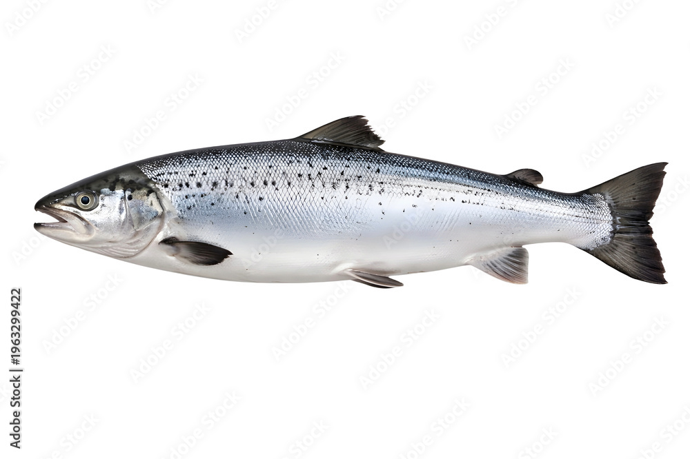 Obraz premium Fresh Salmon Fish Isolated on Transparent Background, Raw Seafood Ingredient, Detailed Marine Animal PNG Transparent Background