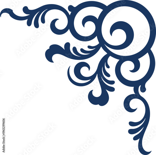 Decorative Corner Ornament Vintage Floral Swirl Design