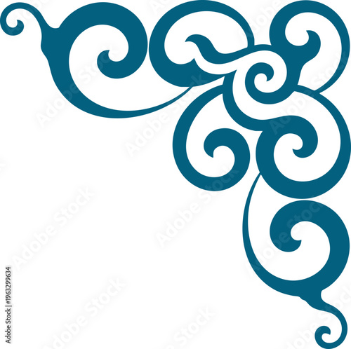 Decorative Corner Ornament Vintage Floral Swirl Design