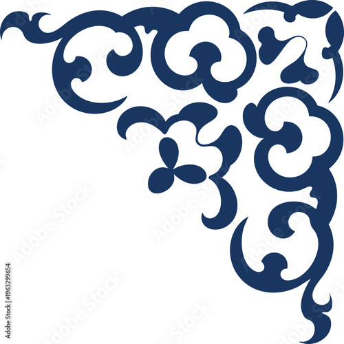 Decorative Corner Ornament Vintage Floral Swirl Design