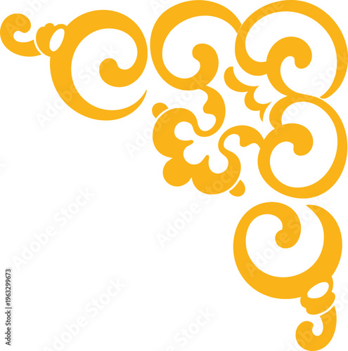 Decorative Corner Ornament Vintage Floral Swirl Design