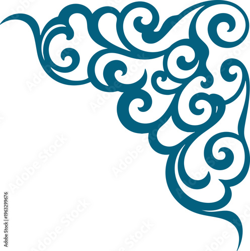 Decorative Corner Ornament Vintage Floral Swirl Design