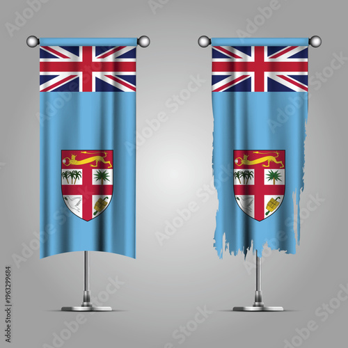 Double Style FIJI Flag Banners, Official Clean and Grunge Torn Look