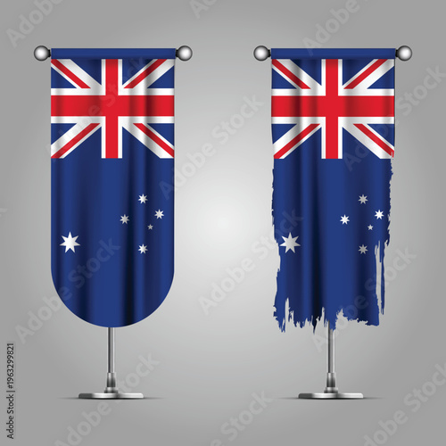 Double Style AUSTRALIA Flag Banners, Official Clean and Grunge Torn Look