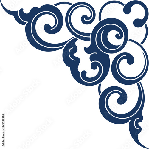 Decorative Corner Ornament Vintage Floral Swirl Design