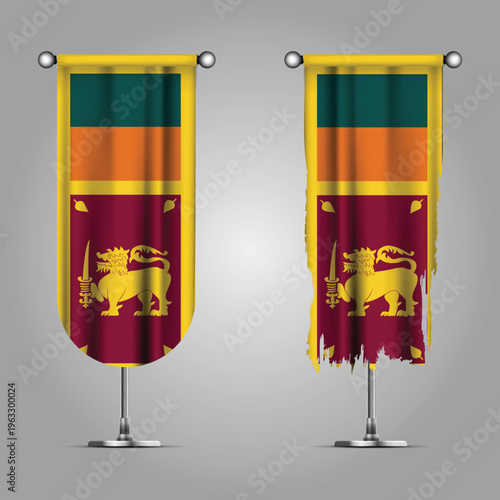 Double Style SRI LANKA Flag Banners, Official Clean and Grunge Torn Look