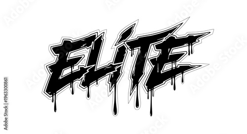 Graffiti style wordmark with bold elite text and dripping effect on white background