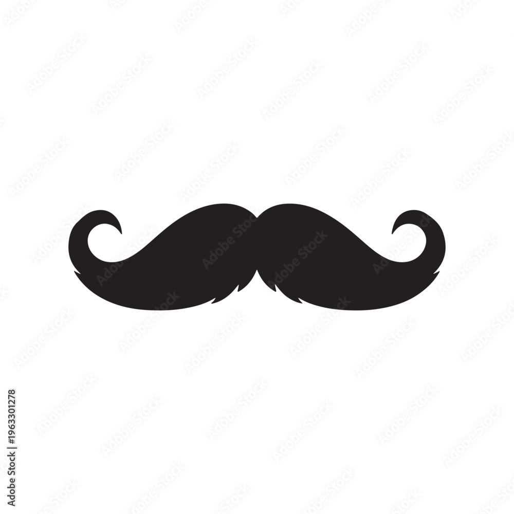 Fototapeta premium Cartoon mustache silhouette vector illustration on white background