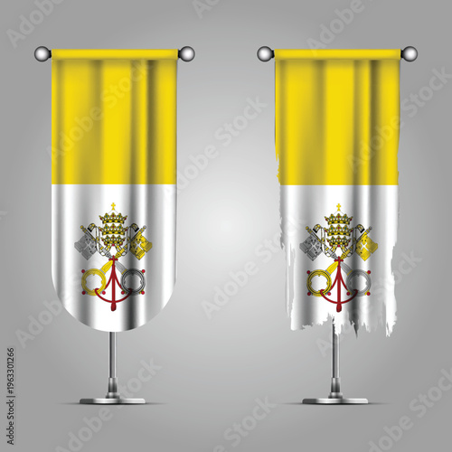 Double Style VATICAN Flag Banners, Official Clean and Grunge Torn Look