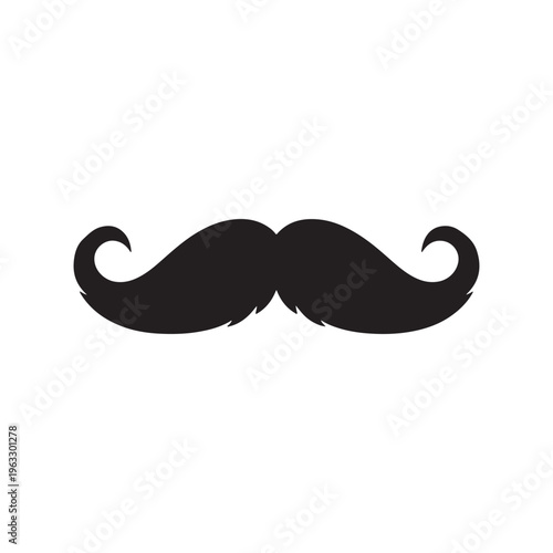 Cartoon mustache silhouette vector illustration on white background