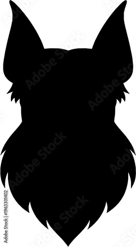 Schnauzer dog head silhouette, solid black front facing vector