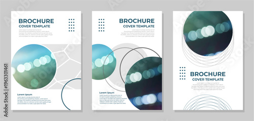 Cover templates for brochures, pamphlets, booklets, cover designs, books, and brochure covers. Background with circle pattern and additional accents.