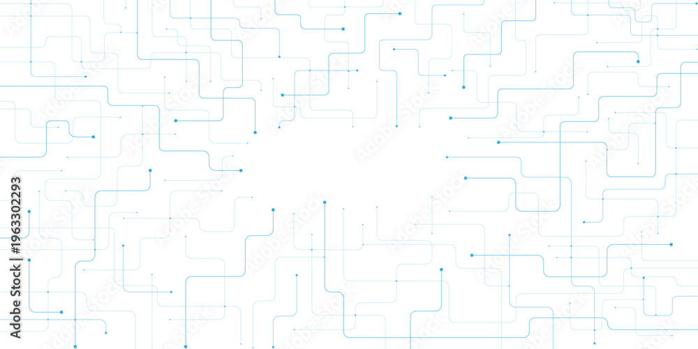 Obraz premium Abstract technology background with blue circuit lines, digital network connection pattern, futuristic data communication vector illustration