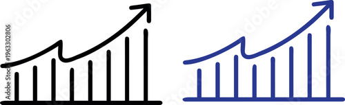 Graph diagram up icon, business growth success chart with arrow, business bar sign, profit growing symbol, progress bar symbol, growing graph icons – stock vector