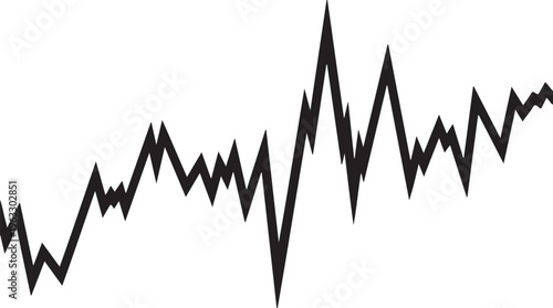 Black sharp zigzag stock trend chart line graph black line