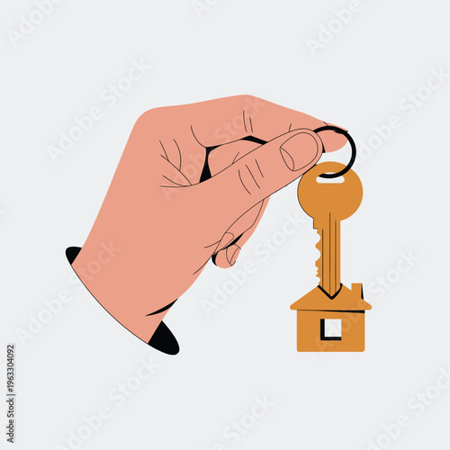 Hand holding key for home or real estate concept