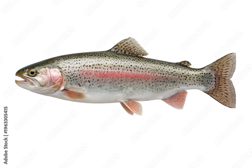 Obraz premium Rainbow Trout Fish Isolated on Transparent Background, Freshwater Fish Species, Detailed Realistic Aquatic Animal PNG Transparent Background