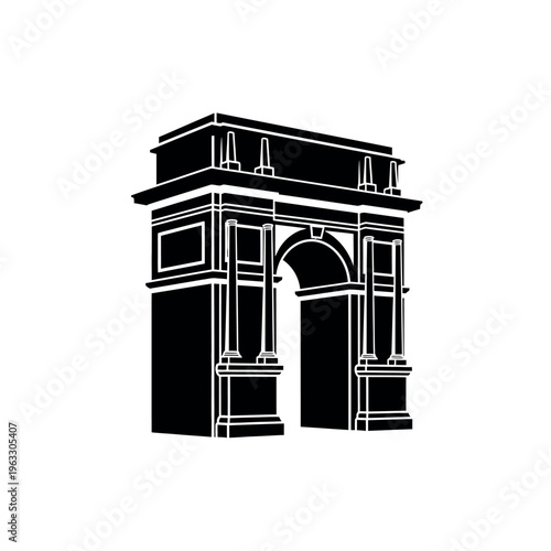 Triumphal Arch Silhouette Vector Illustration.