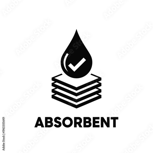 Vector illustration of absorbent logo with water drop and stacked sheets