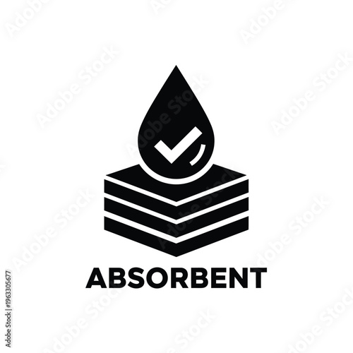 Vector illustration of absorbent product logo with droplet and stack design