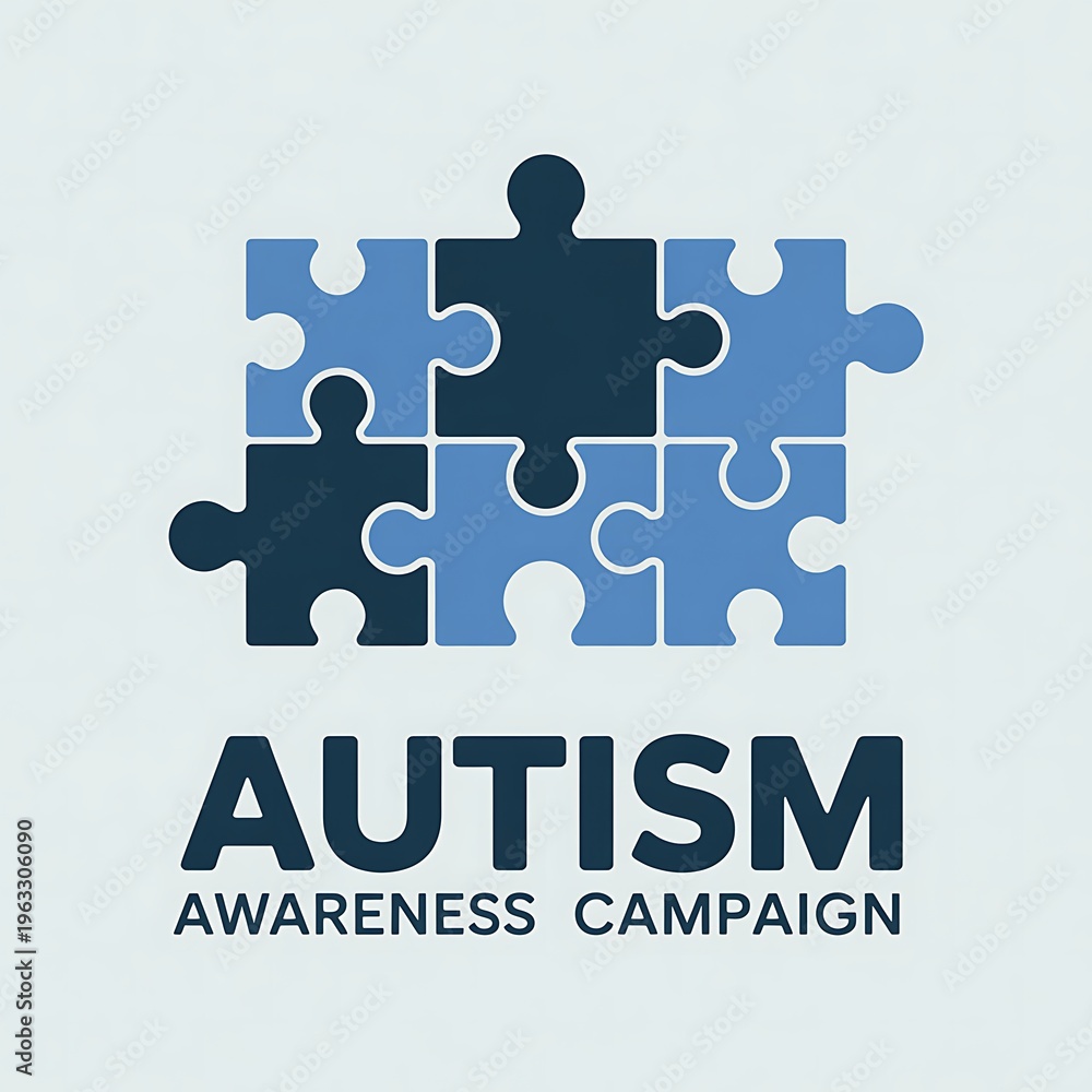 Fototapeta premium Blue puzzle pieces forming a symbol of support for autism awareness campaign efforts