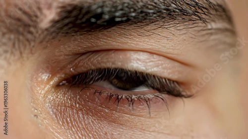 Extreme  photograph capturing striking hazel iris and surrounding skin texture