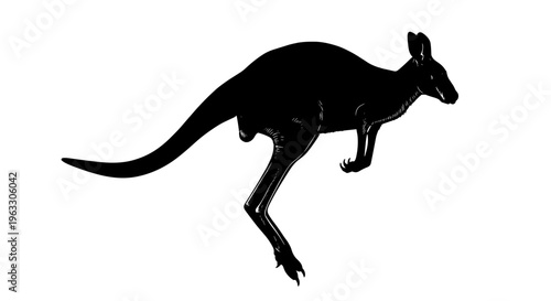 Black silhouette of kangaroo jumping 2.