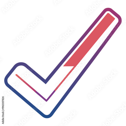 Gradient check mark vector icon, signifying partial completion or progress in projects, tasks, and achievements