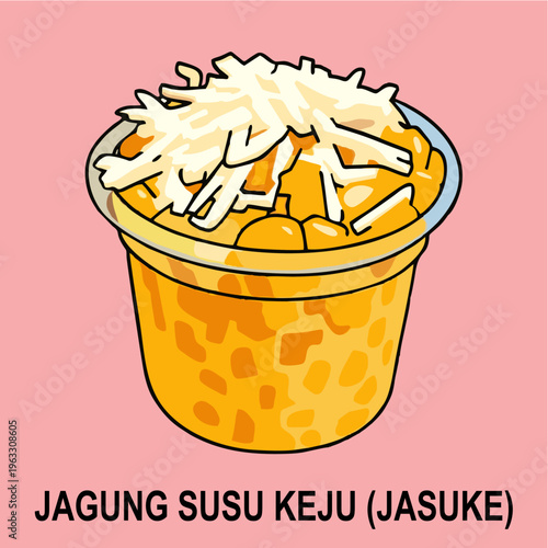 Jagung Susu Keju Jasuke Indonesian Street Food Corn with Milk and Cheese Illustration Vector