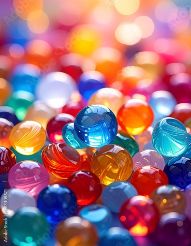 Wallpaper Mural Bunte Glasperlen verstreut auf Farbverlauf Torontodigital.ca