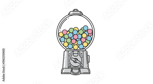Vintage Gumball Machine Filled With Colorful Candies.