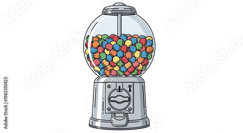 Vintage Gumball Machine Filled with Colorful Candies.