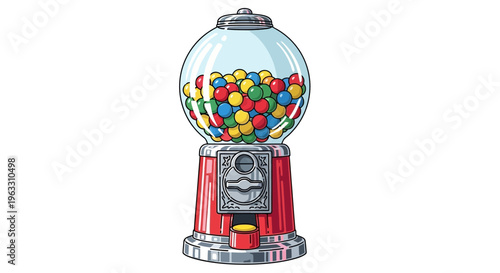 Vintage Gumball Machine Filled With Colorful Candies.