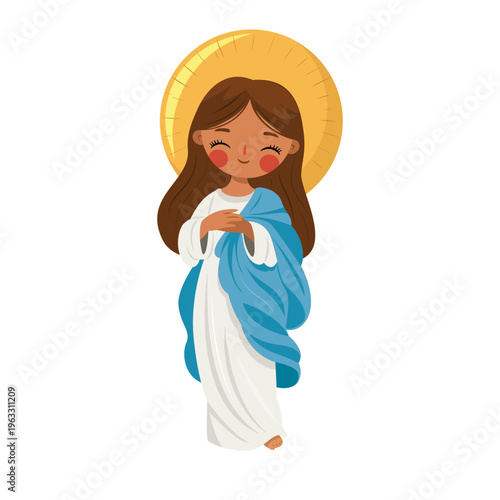 Cute catholic conception illustration in soft boho style