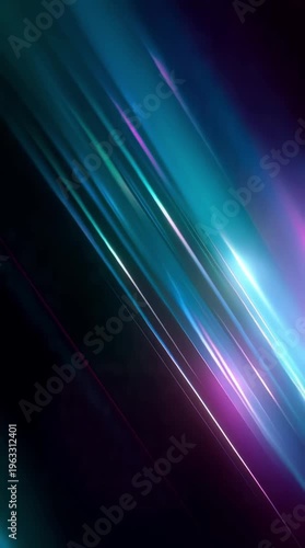 Light streaks, abstract background and dynamic motion with vibrant blue and purple color gradient illuminating a dark space for modern design elements. Energy, illumination and futuristic vibes with
