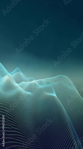 Abstract waves, data visualization and digital landscape with flowing blue light representing network connectivity, information flow and futuristic technology for background design. Innovation