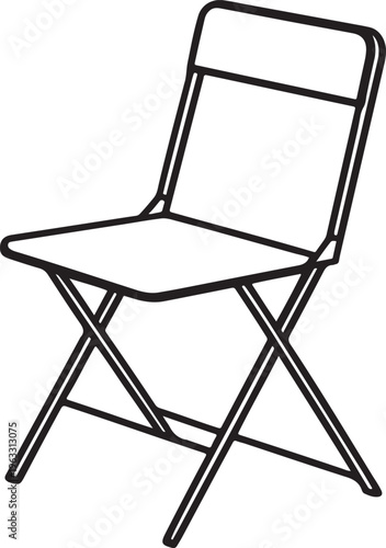  Folding chair line art vector image