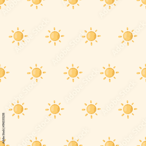 Sun seamless pattern . watercolor sunshine summer season icons. can be use for baclground, backdrop, wallpaper, textile, wrapping, Vector illustration.