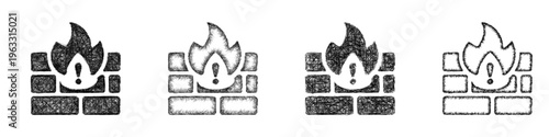 Sketch firewall alert icon design set