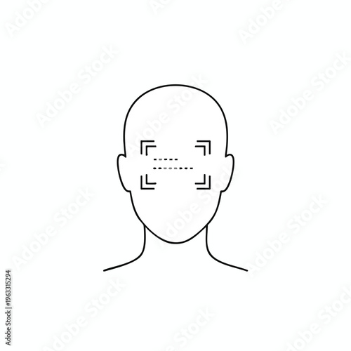 Outline of a head with facial recognition markers