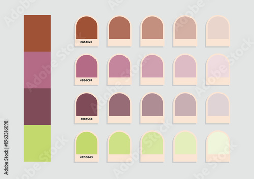 Elegant nail polish collection featuring pink red green and brown shades displayed as swatches on light background highlighting cosmetic beauty variety and modern manicure design aesthetics