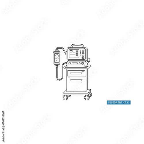 Medical ventilator machine vector drawing