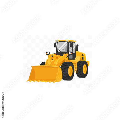 Yellow wheel loader construction vehicle icon