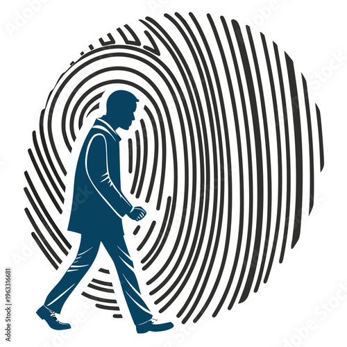 Silhouette of a man with a gun and guitar inside a circular maze labyrinth illustration with target and puzzle concept design