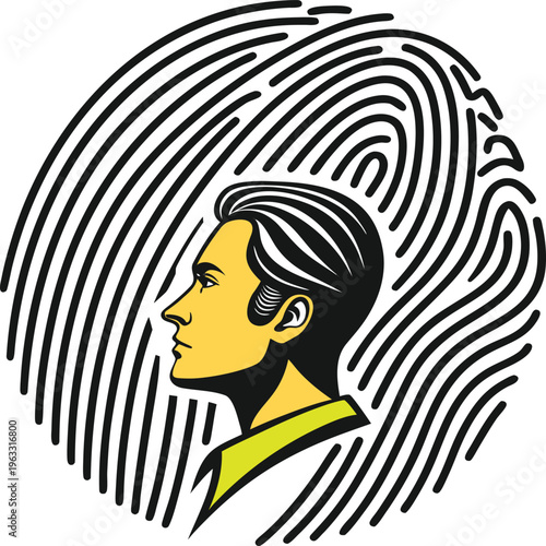 Minimalist vector illustration of a beautiful lady with a long hairstyle profile and black silhouette art style for fashion design