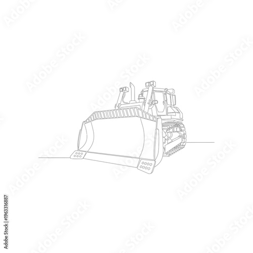 Bulldozer line art - construction heavy equipment outline